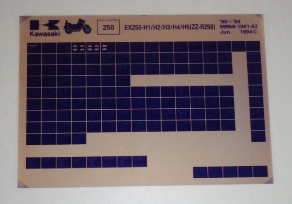 Microfich Ersatzteilkatalog Kawasaki ZZR250 EX250 H1-H5 Model 90-94 Stand 6/94