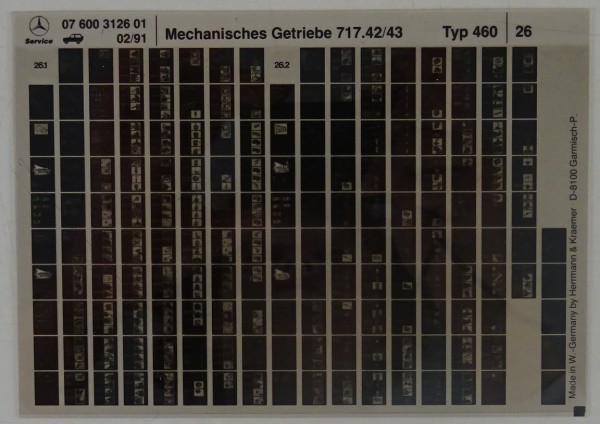 Microfich Werkstatthandbuch Mercedes-Benz G-Klasse W460 Getriebe 717.42, 43 1991