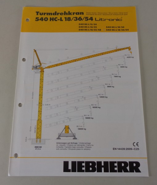 Datenblatt Liebherr Turmdrehkran 540 HC-L 18 / 36 / 54 Litronic von 04/2010
