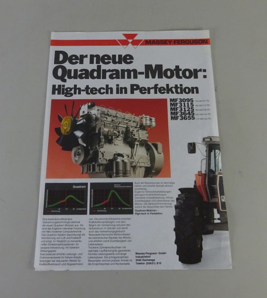 Prospektblatt Massey Ferguson Quadram-Motor MF 3095 / 3115 / 3125 / 3645 / 3655