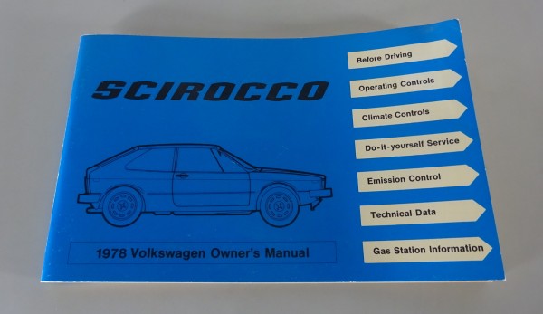 Owner´s Manual / Handbook VW Scirocco I / 1 Type 53 US-Model from 01/1978