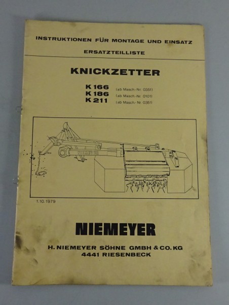 Teilekatalog / Instruktion Montage + Einsatz Niemeyer Knickzetter K 166/186/211