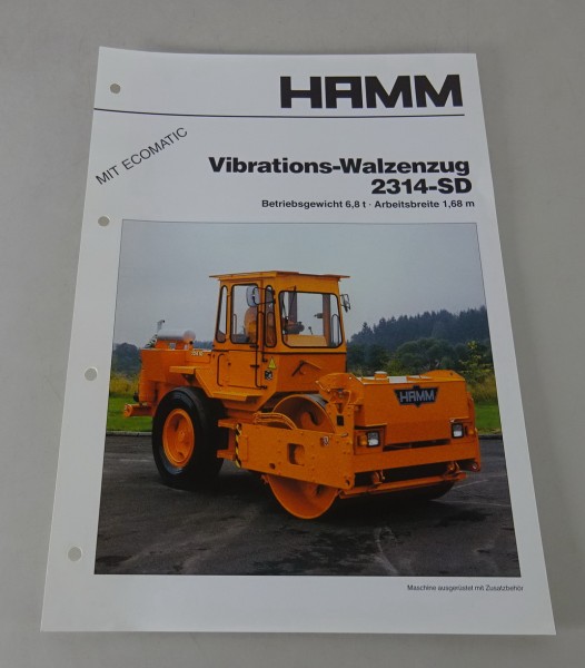 Prospekt / Broschüre HAMM Vibrations-Walzenzug 2314-SD Stand 08/1987