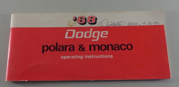 Betriebsanleitung / Owner's Manual Dodge Polara + Monaco von 1968