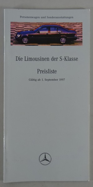 Preisliste Mercedes Benz S-Klasse W140 gültig ab 01/09/1997
