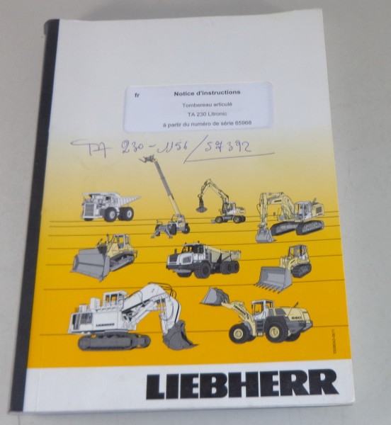 Manuel d'entretien Liebherr Tombereau articule TA 230 Litronic Stand 05/2013