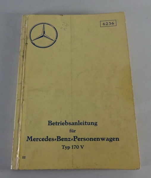Betriebsanleitung / Handbuch Mercedes-Benz 170 V W136 Stand 06/1937