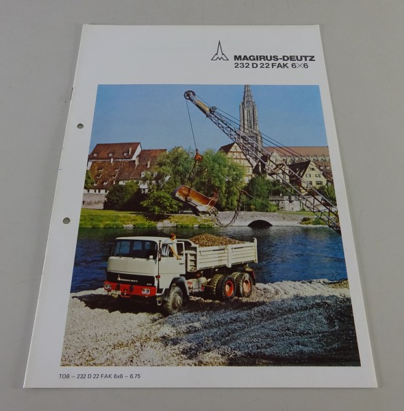 Prospekt Magirus-Deutz LKW 232 22 FAK 6x6 Frontlenker Allradkipper Stand 06/1975