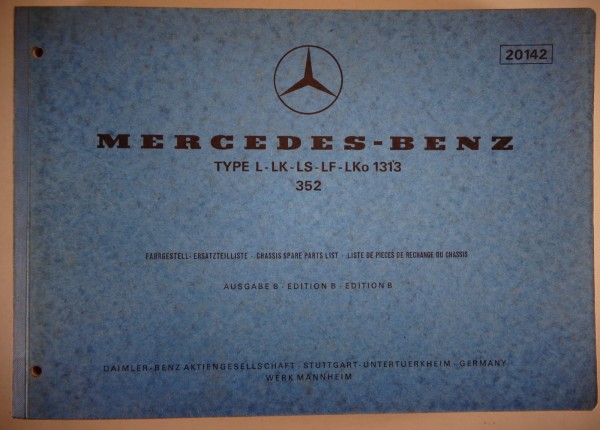 Teilekatalog Mercedes Benz L - LK - LS - LF - LKo 1313 - 352 Stand 05/1971