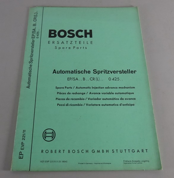 Teilekatalog Bosch Automatischer Spritzversteller EP/SA.. A.. CR(L) von 09/1964
