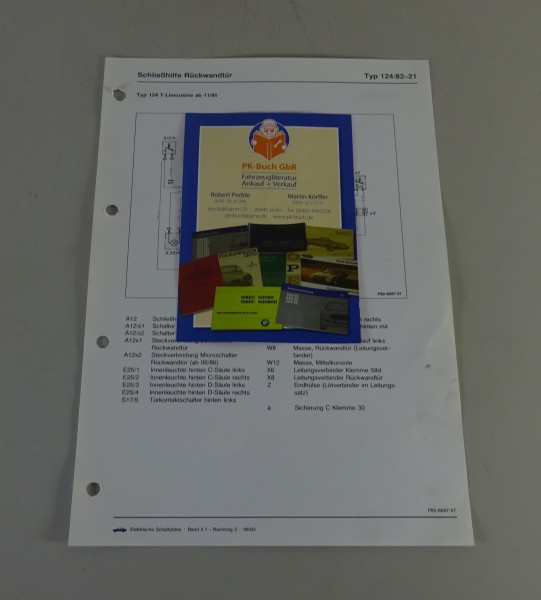 Schaltplan Mercedes-Benz S124 T-Modell Schiebe-Hebe-Dach Stand ab 11/1985