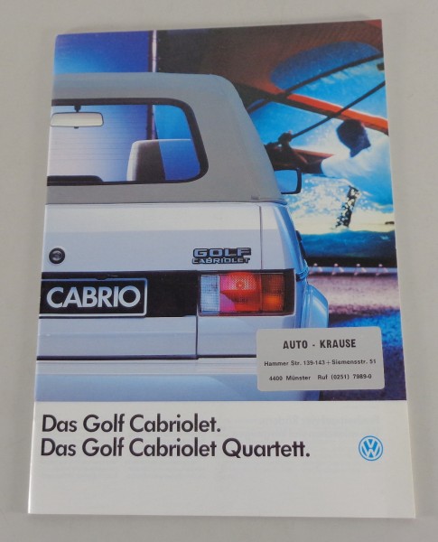 Prospekt VW Golf I Cabriolet + Cabrio Quartett von 08/1987