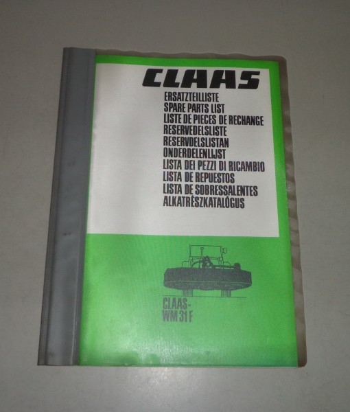 Teilekatalog / Spare Parts List Claas Frontmähwerk WM31F | 11/1985