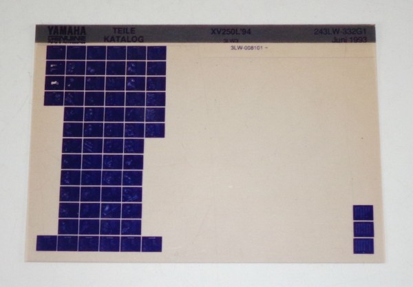 Microfich Parts Catalogue / Ersatzteilkatalog Yamaha XV 250 L Stand 06/93