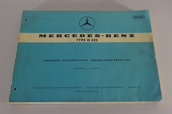 Teilekatalog / Ersatzteilliate Mercedes Benz Omnibus / Bus O 322 Stand 12/1960