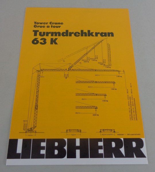 Datenblatt / Technische Beschreibung Liebherr Turmdrehkran 63 K von 03/1986