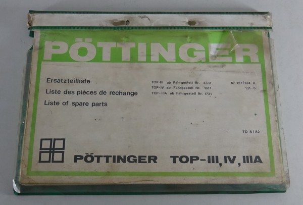 Ersatzteilliste / Teilekatalog Pöttinger Ladewagen TOP - III, IV, III A von 1982