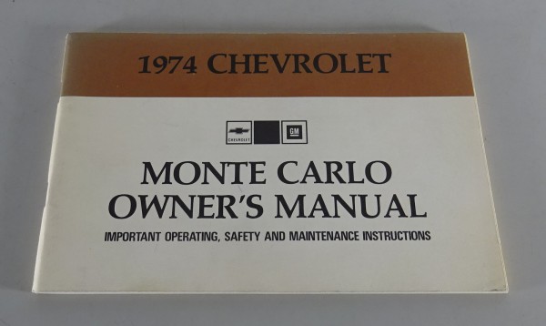 Owner´s Manual / Handbook Chevrolet Monte Carlo Stand 1974