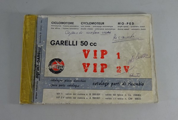 Teilekatalog Garelli 50 cc VIP 1 / VIP 2V Stand 1978 - mehrsprachig