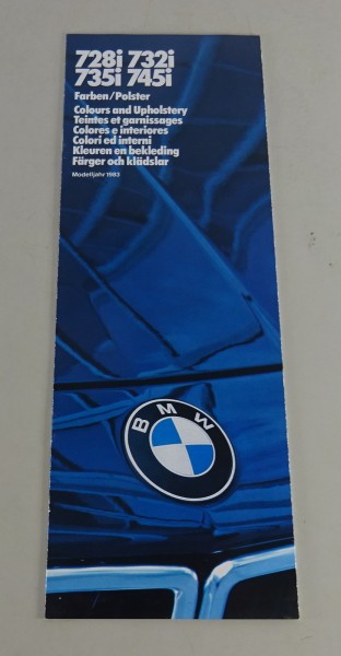 Prospekt Farben / Polster BMW E23 7er 728i / 732i / 735i / 745i Stand 01/1983