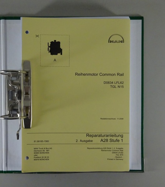 Werkstatthandbuch MAN Common Rail Motor D0834 LFL62 TGL N15 Stand 11/2008