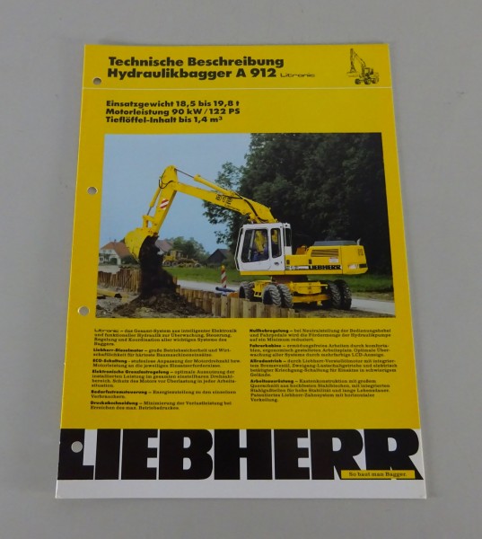 Prospekt Liebherr Hydraulikbagger A 912 Litronic Technische Daten Stand 12/1991