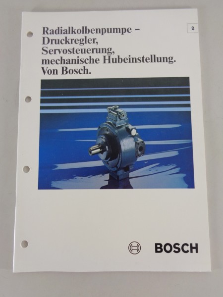 Prospekt / Technische Info Bosch Radialkolbenpumpe Stand 08/1983