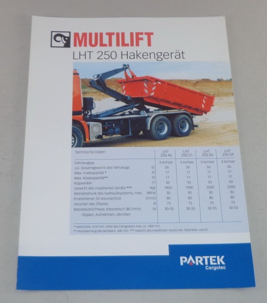 Prospekt / Broschüre Multilift LHT 250 Hakengerät Stand 06/2000