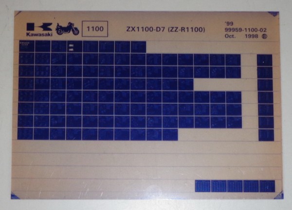 Microfich Ersatzteilkatalog Kawasaki ZZR1100 ZX1100 D7 Model 1999 Stand 10/98