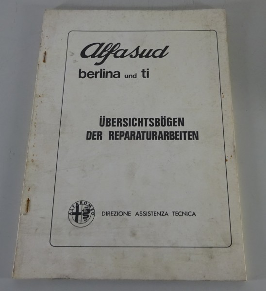 Reparatur-Richtzeiten Alfa Romeo Alfasud Berlina und ti Stand 06/1978