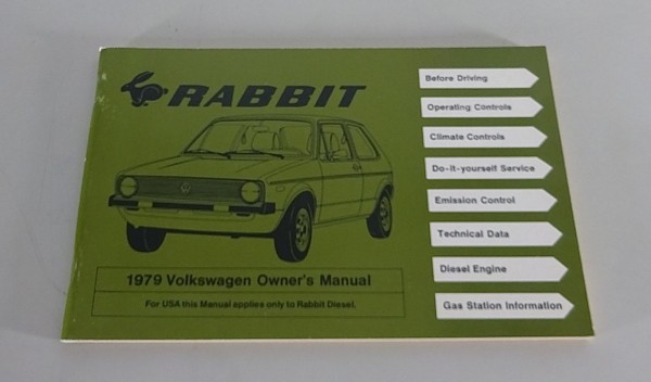 Owner´s Manual VW Golf 1 / I Rabbit USA / Canada 1979 Model from 01/1979