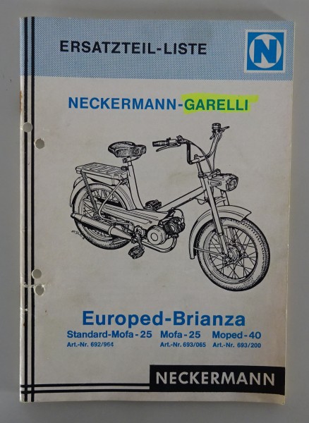 Teilekatalog / Ersatzteilliste Neckermann Garelli Mofa Europed-Brianza von 1969