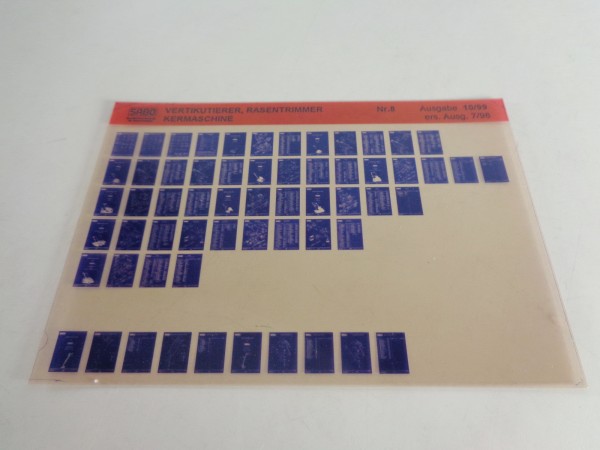 Microfich Teilekatalog Sabo Vertikutierer, Rasentrimmer, Kermaschine von 10/1999