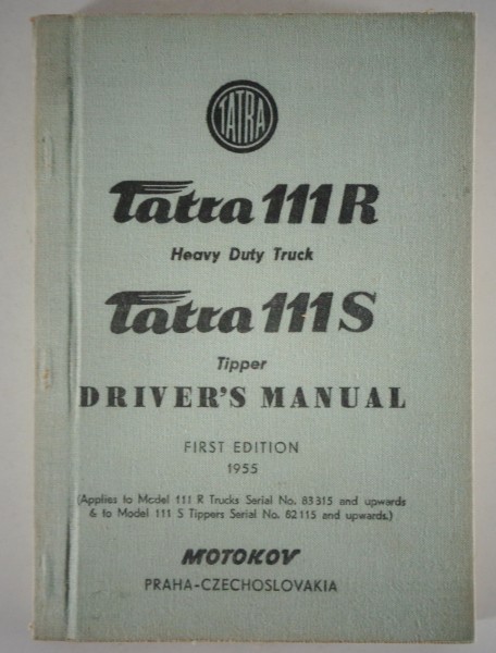 Owner's Manual / Handbook Tatra 111R + 111 S printed 1955 english