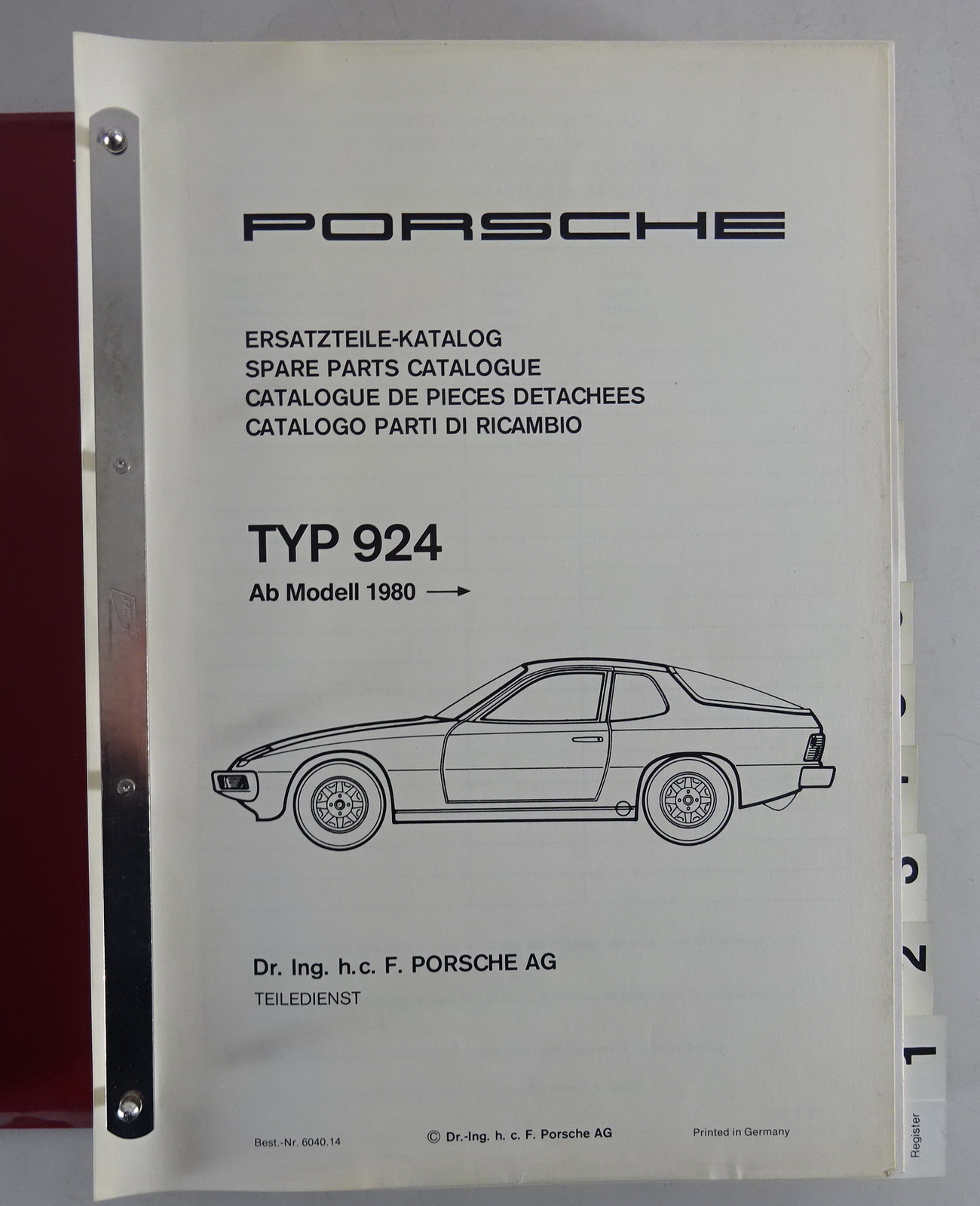 Teilekatalog / Spare Parts Catalogue Porsche 924 & 924 Turbo Stand ab
