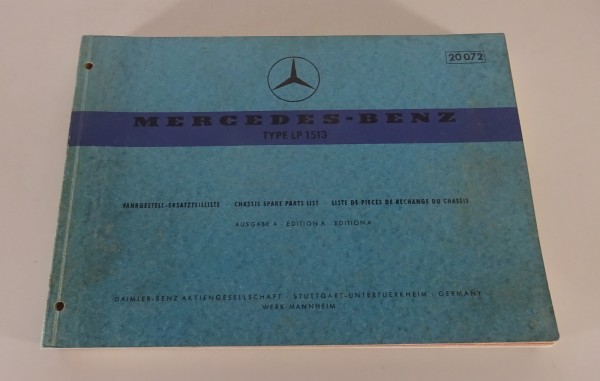 Teilekatalog Mercedes Benz Mittelschwerer Frontlenker LP 1513 Stand 01/1968