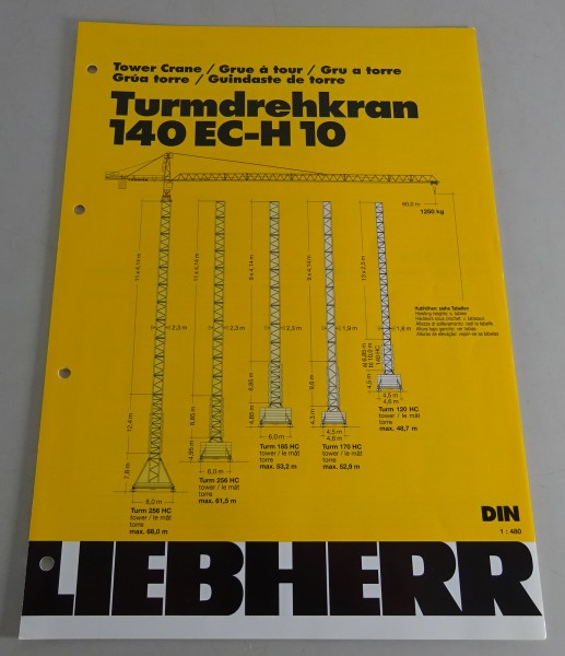 Datenblatt / Technische Beschreibung Liebherr Turmdrehkran 140 EC-H 10 v. 5/1999