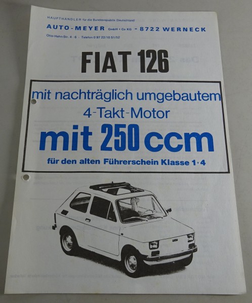 Prospektblatt Fiat 126 250ccm WM Motorbau