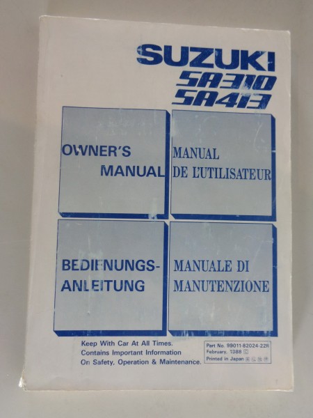 Betriebsanleitung / Owner's Manual Suzuki SA310 / SA413 von 02/1988