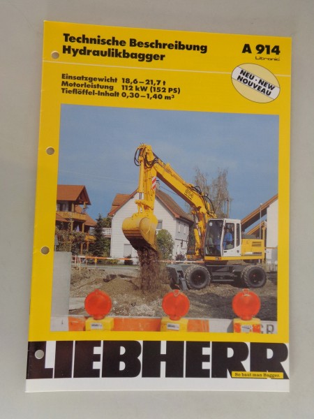 Datenblatt / Technische Beschreibung Liebherr Hydraulikbagger A 914 von 02/1998