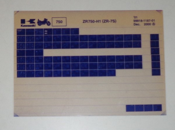 Microfich Ersatzteilkatalog Kawasaki ZR 7 S ZR 750 H1 Model 2001 Stand 12/00