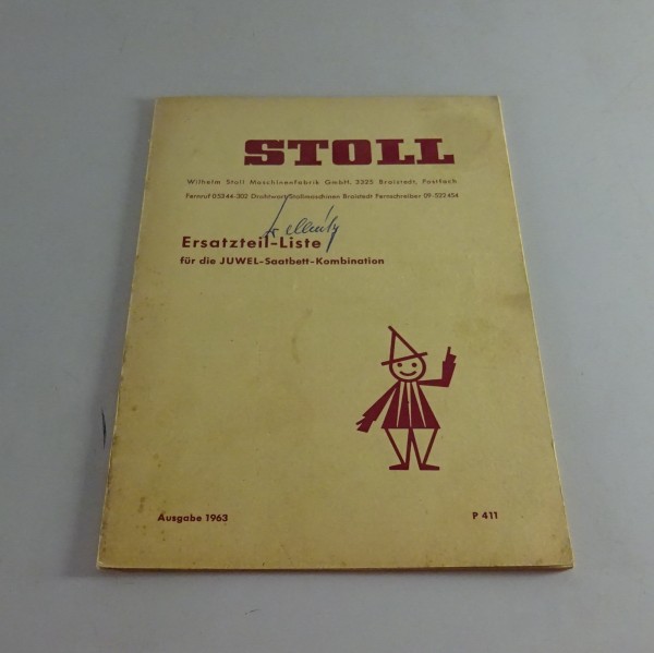 Teilekatalog Stoll Juwel-Saatbett-Kombination Stand 1963