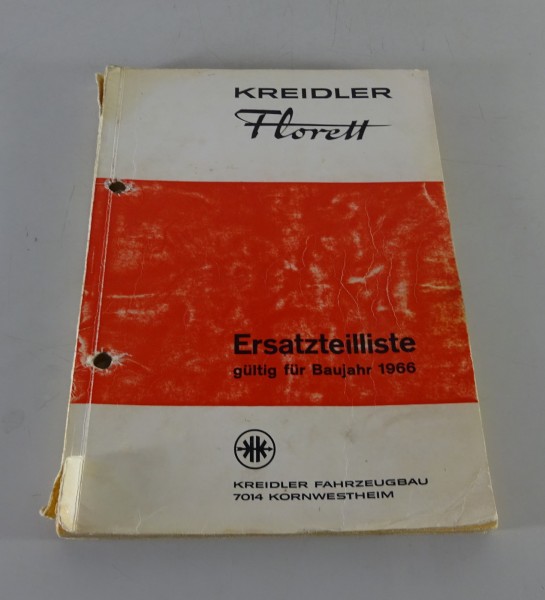 Teilekatalog / Ersatzteilliste Kreidler Florett für das Baujahr 1966