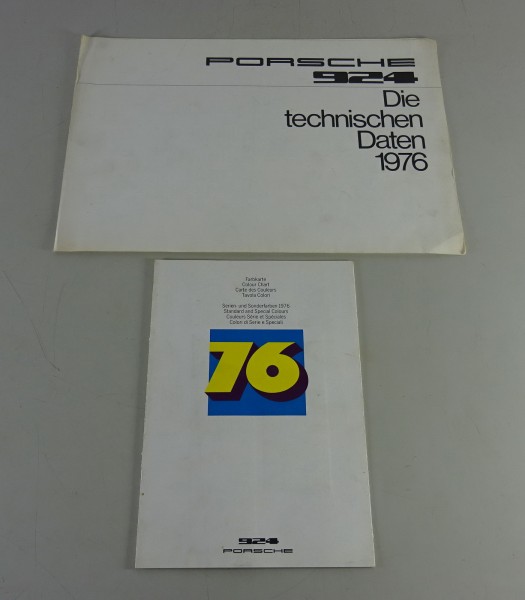 Prospekt Farben und Innenausstattungen + Technische Daten Porsche 924 Mj. 1976