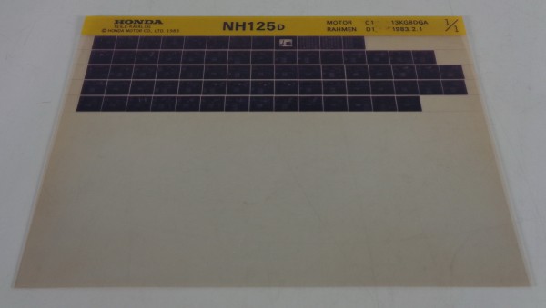 Microfich Ersatzteilkatalog Honda NH 125 D Stand 02/1983