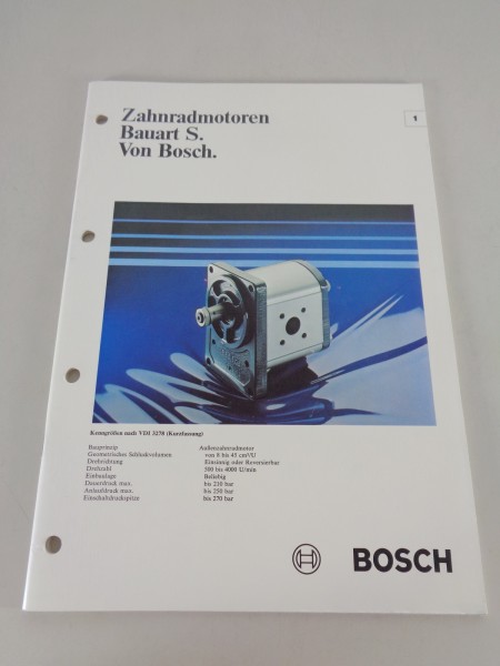 Prospekt / Technische Info Bosch Zahnradmotoren Bauart S Stand 02/1981