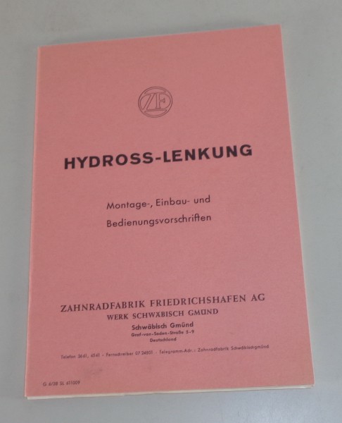 Betriebsanleitung / Handbuch ZF Hydross-Lenkung von 1961