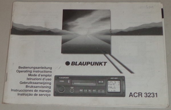 Betriebsanleitung Blaupunkt Autoradio Stereo ACR 3231 Stand 05/1993