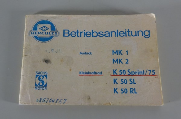 Betriebsanleitung Hercules MK 1 / 2 | K 50 Sprint/75 / K 50 SL / K 50 RL