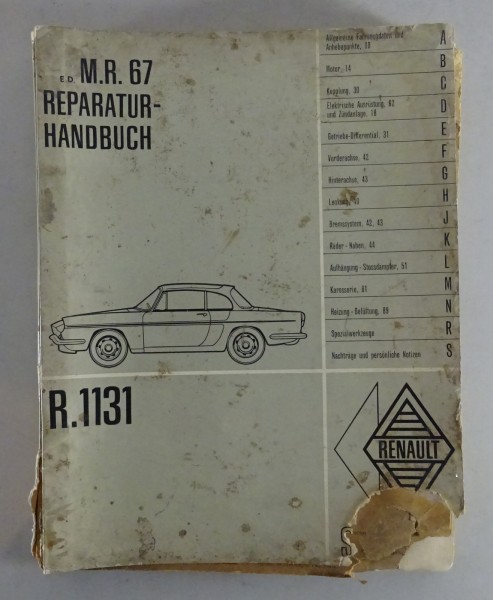 Werkstatthandbuch Renault Floride / Caravelle R.1131 Cabrio + Coupe von 05/1962